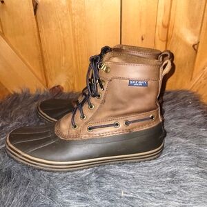 Sperry Mens Huntington Duck Boot , Brown/Dk Brown, Size  9